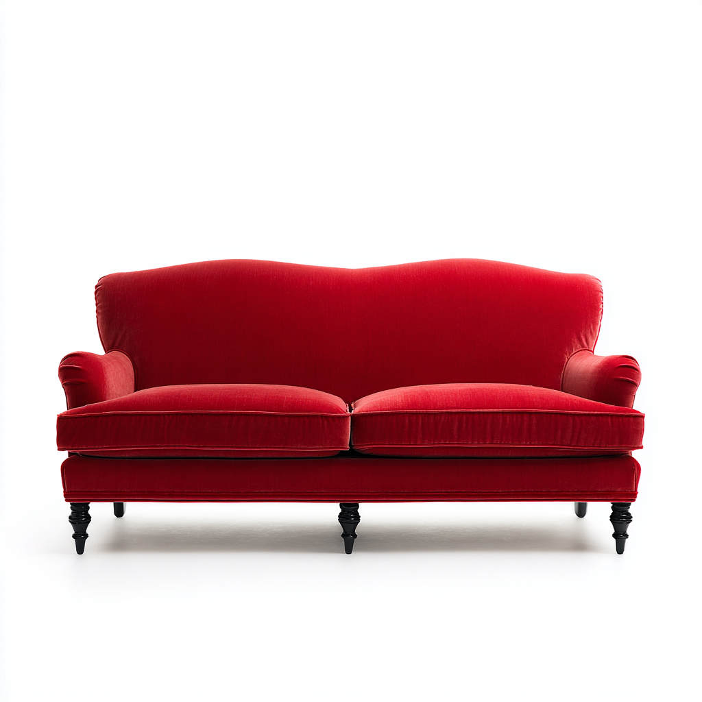 Canapé droit tissu 210x90x88 cm rouge style classique-Luxeero