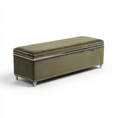 Banc de lit velours 110x40x45 cm - vert argenté - adapté à la chambre - design moderne-Luxeero