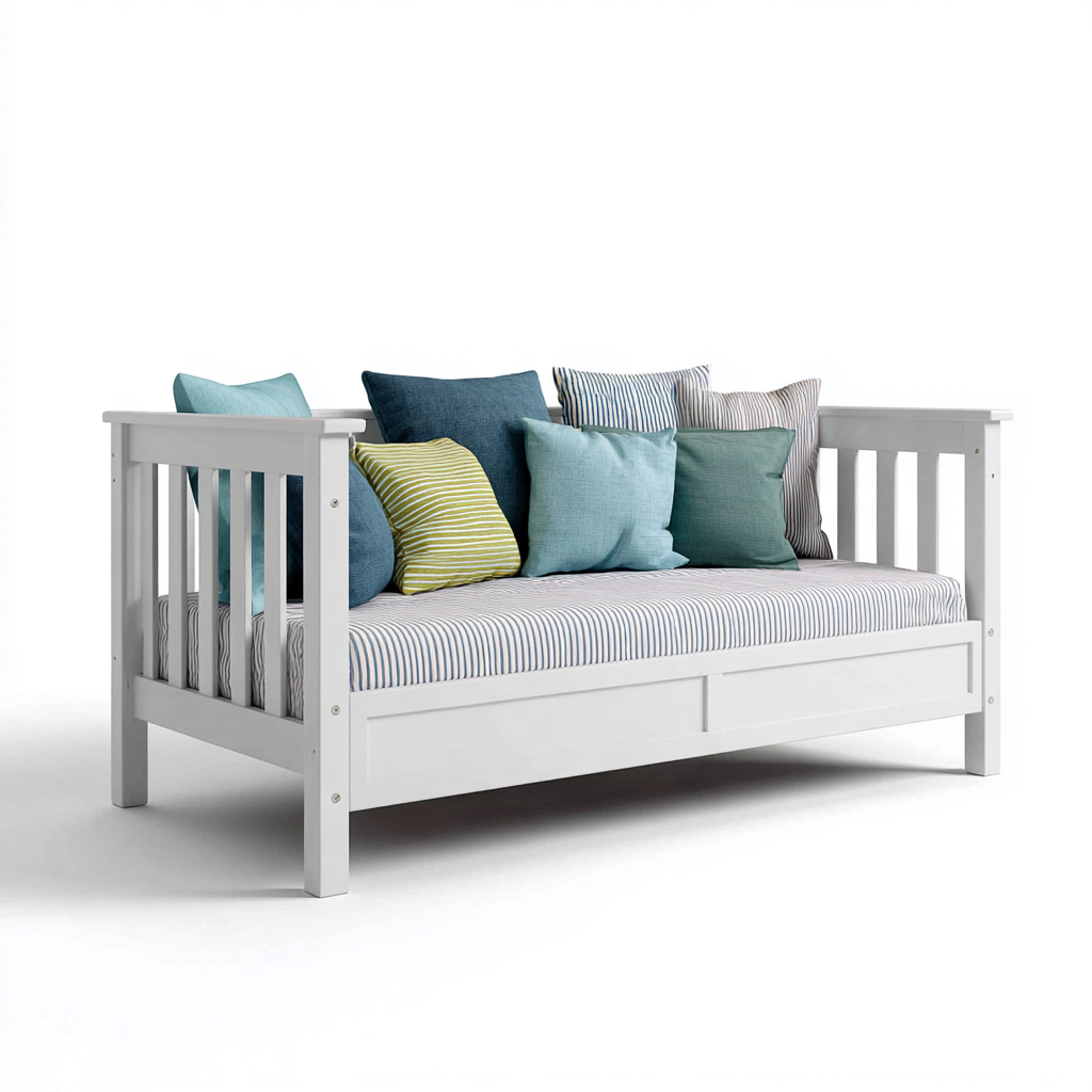 Canapé-lit bois 200x90x85 cm - blanc-gris - style moderne-Luxeero