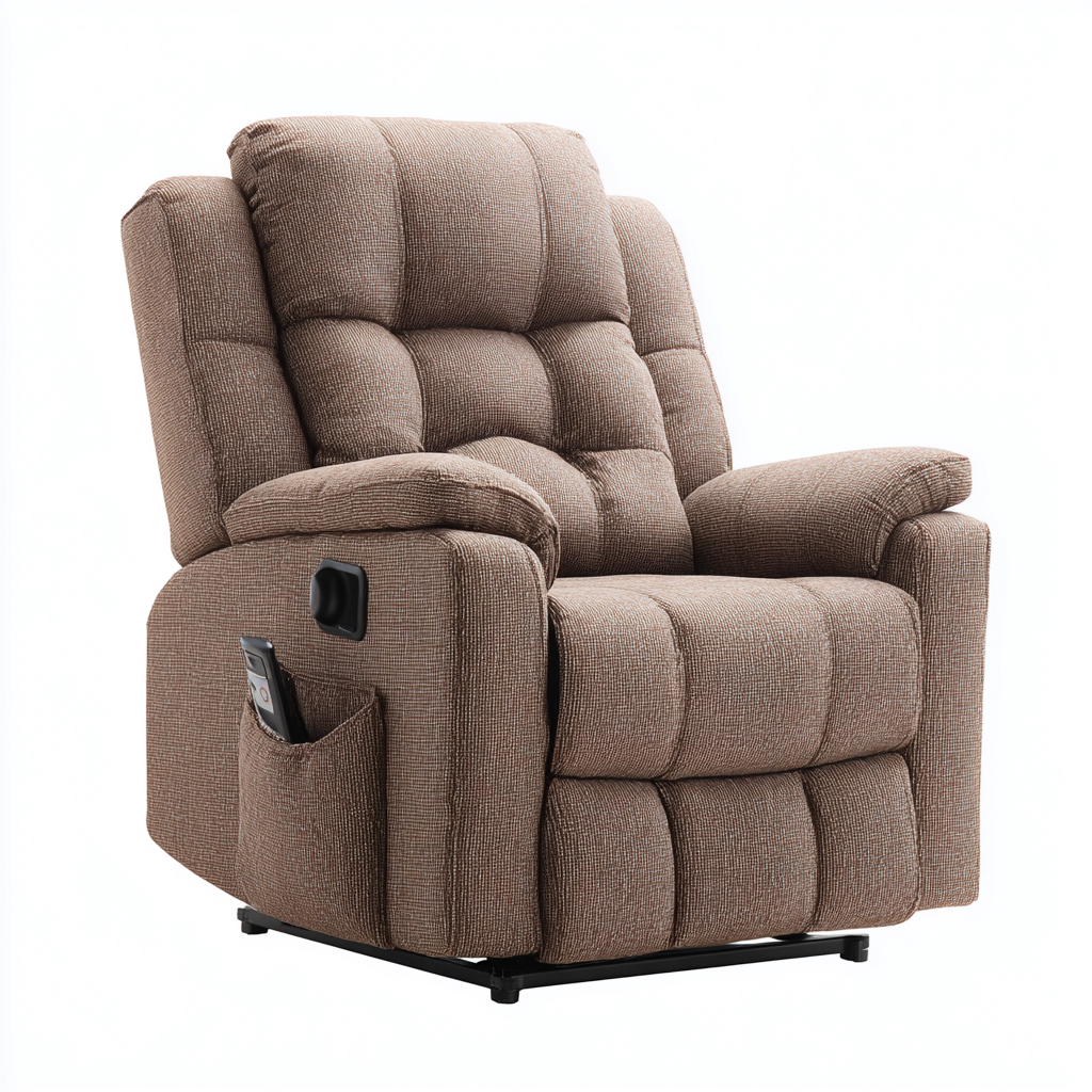 Fauteuil relax tissu 95x90x105 cm marron ergonomique-Luxeero