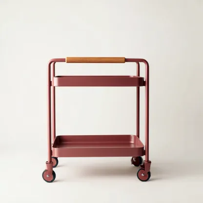 Dessertes et chariots métal-bois 58x40x83 cm - rouge brun - style minimaliste-Luxeero