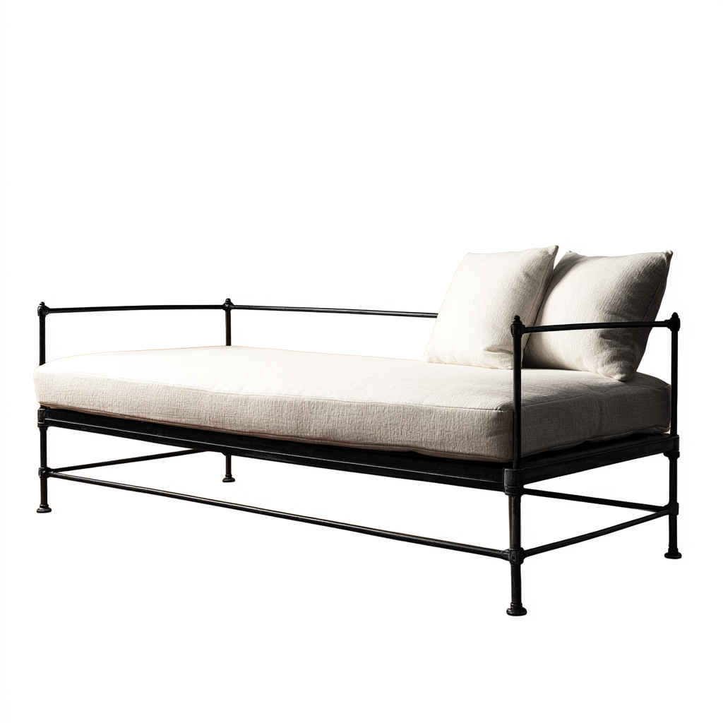 Canapé-lit métal et tissu 190x80x75 cm - blanc-noir - style minimaliste-Luxeero