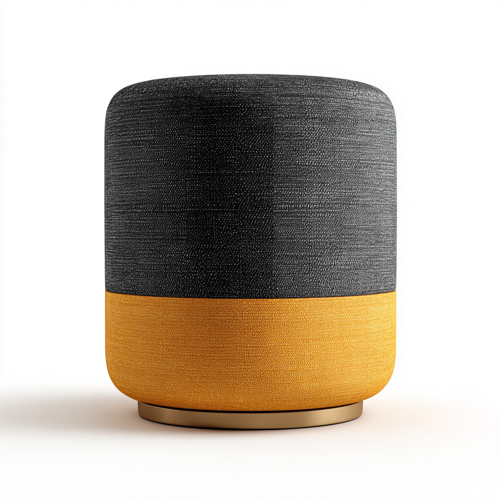 Pouf tissu bicolore 38x38x45 cm - gris et jaune - style moderne-Luxeero