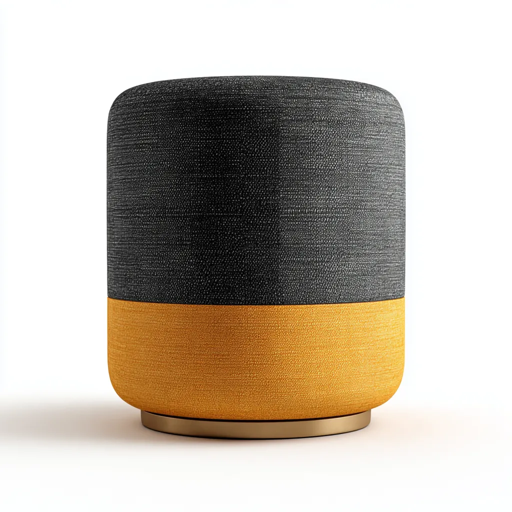 Pouf tissu bicolore 38x38x45 cm - gris et jaune - style moderne-Luxeero
