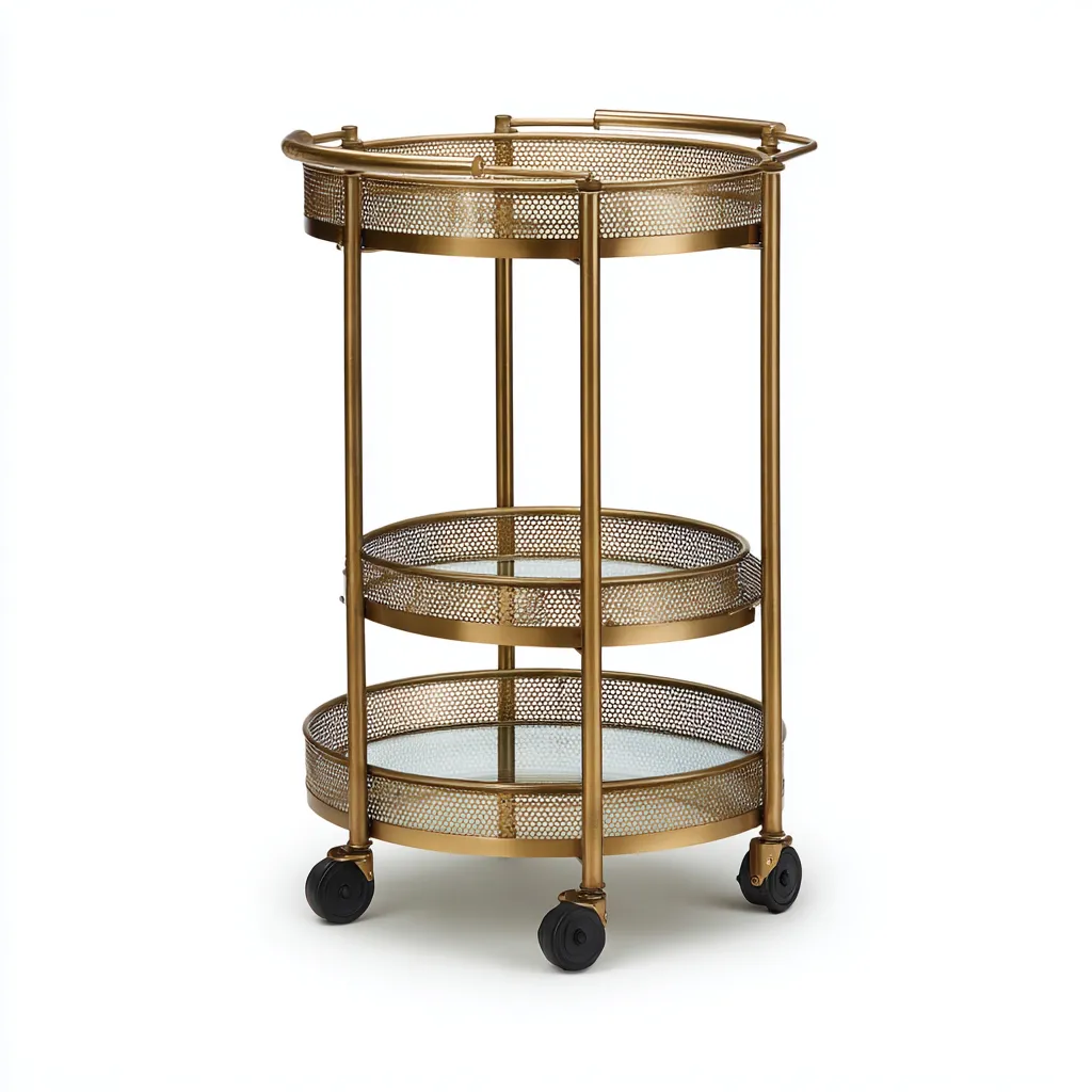 Desserte en métal et verre 48x45x86 cm - bronze-verre - style moderne-Luxeero