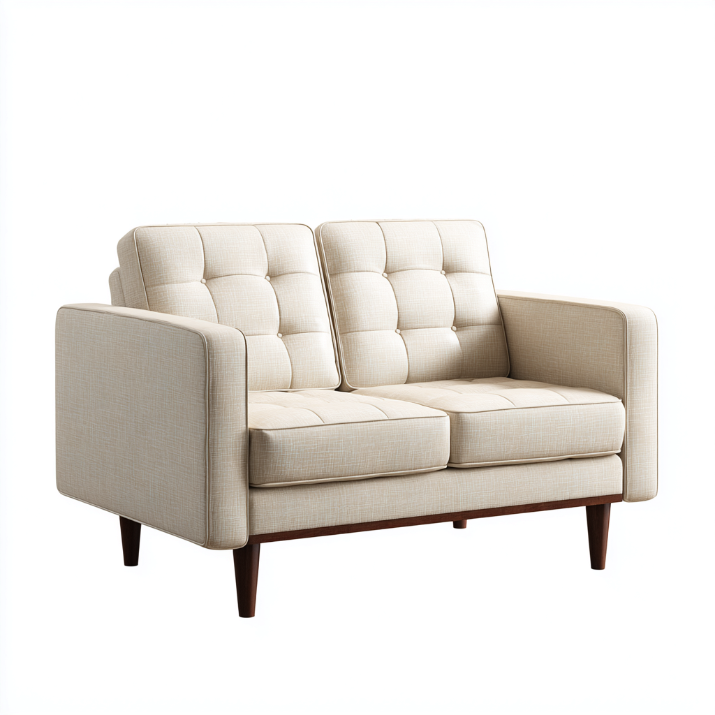 Canapé droit tissu bois 160x85x88 cm beige - design moderne - usage salon-Luxeero