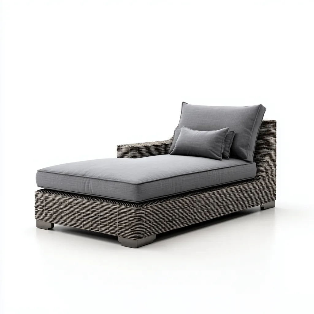 Chaise longue résine tressée 195x80x90 cm - gris - adaptée au jardin - design contemporain-Luxeero