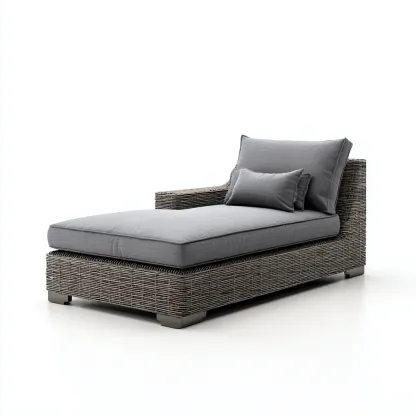 Chaise longue résine tressée 195x80x90 cm - gris - adaptée au jardin - design contemporain-Luxeero