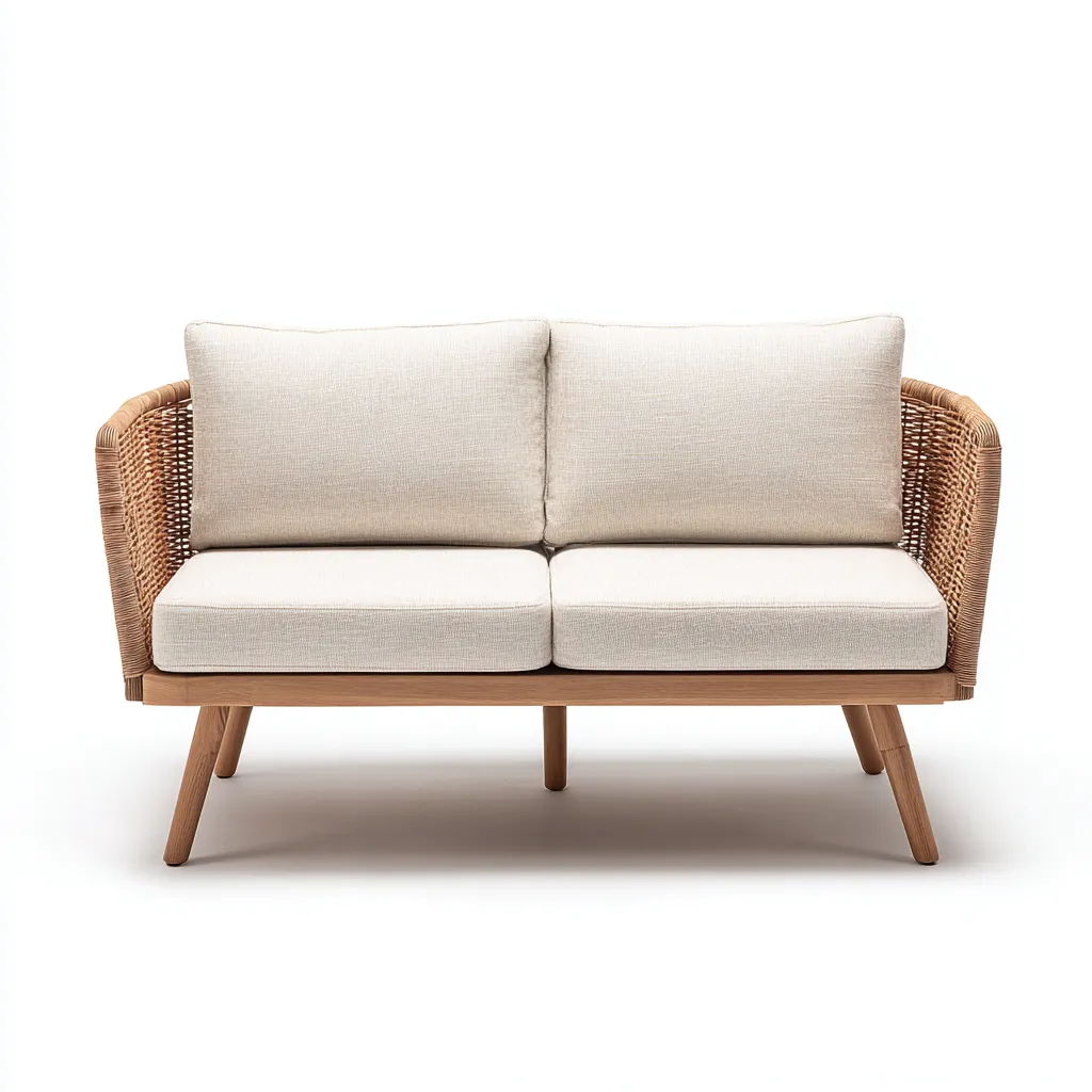 Canapé de jardin rotin 165x76x82 cm - bois clair-beige - adapté au jardin - design naturel-Luxeero