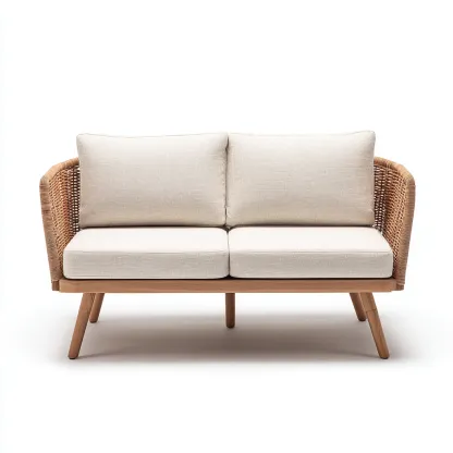 Canapé de jardin rotin 165x76x82 cm - bois clair-beige - adapté au jardin - design naturel-Luxeero