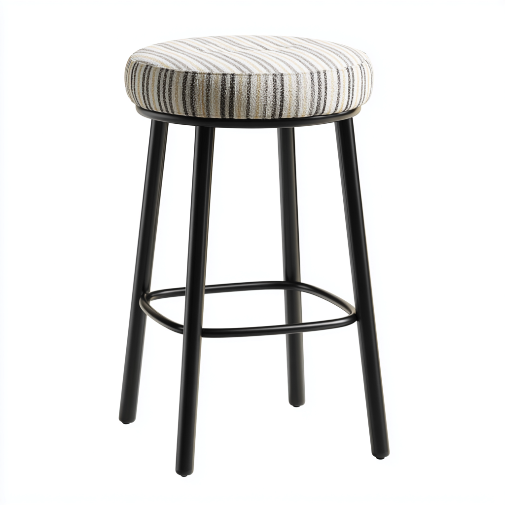 Tabouret de bar métal-tissu 38x38x75 cm blanc-noir style moderne-Luxeero