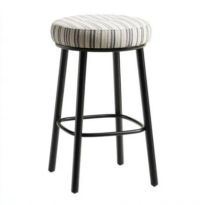 Tabouret de bar métal-tissu 38x38x75 cm blanc-noir style moderne-Luxeero