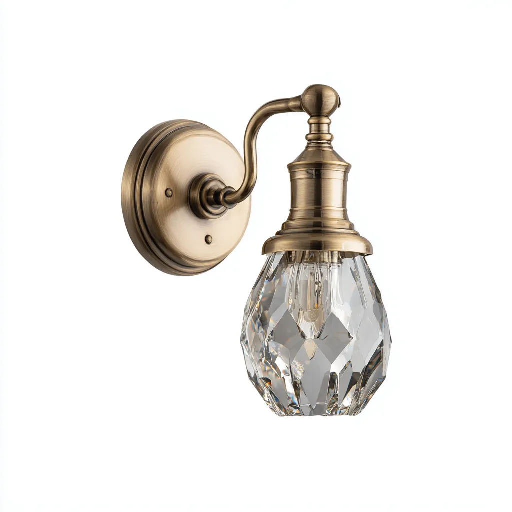 Applique murale métal-verre 16x20x30 cm laiton-transparent design classique-Luxeero