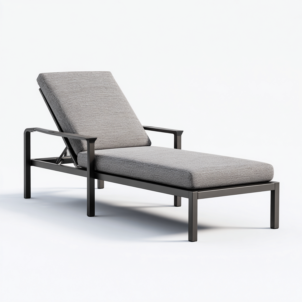 Chaise longue métal 186x72x90 cm - gris - adaptée au jardin - design moderne-Luxeero