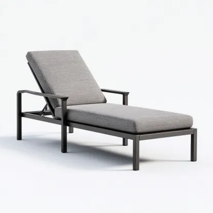 Chaise longue métal 186x72x90 cm - gris - adaptée au jardin - design moderne-Luxeero