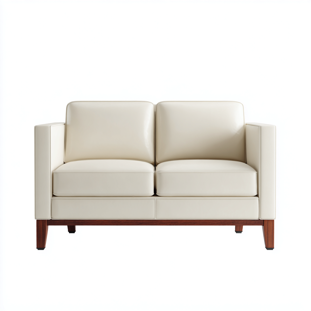 Canapé droit cuir 160x85x80 cm beige design moderne-Luxeero