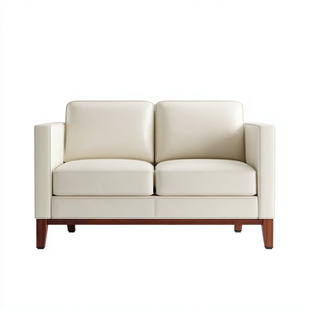 Canapé droit cuir 160x85x80 cm beige design moderne-Luxeero