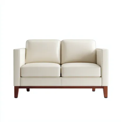 Canapé droit cuir 160x85x80 cm beige design moderne-Luxeero