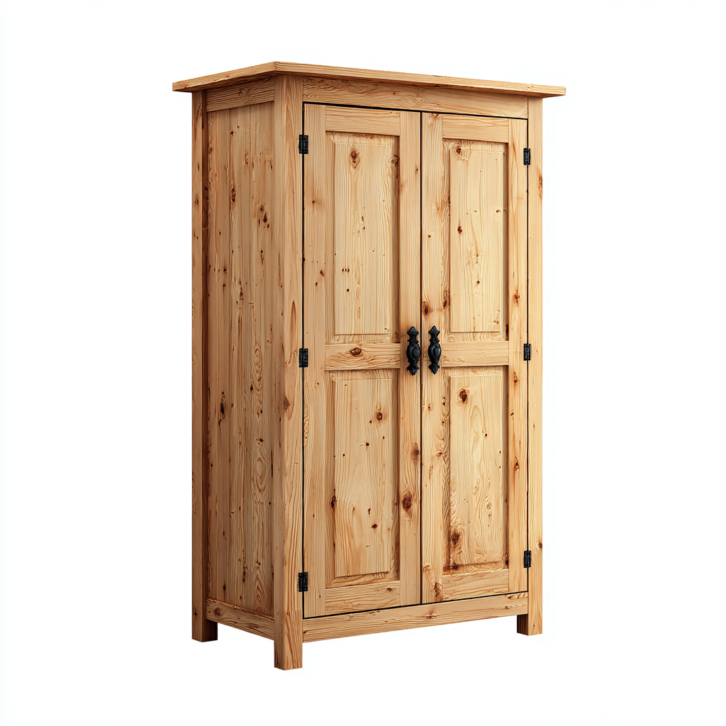 Armoire en bois massif 100x55x185 cm - bois naturel - style rustique - pour chambre-Luxeero