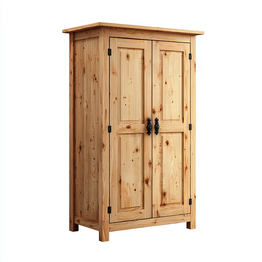 Armoire en bois massif 100x55x185 cm - bois naturel - style rustique - pour chambre-Luxeero