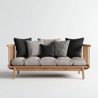 Canapé-lit bois 195x85x82 cm - bois clair-gris - adapté à la chambre - design moderne-Luxeero