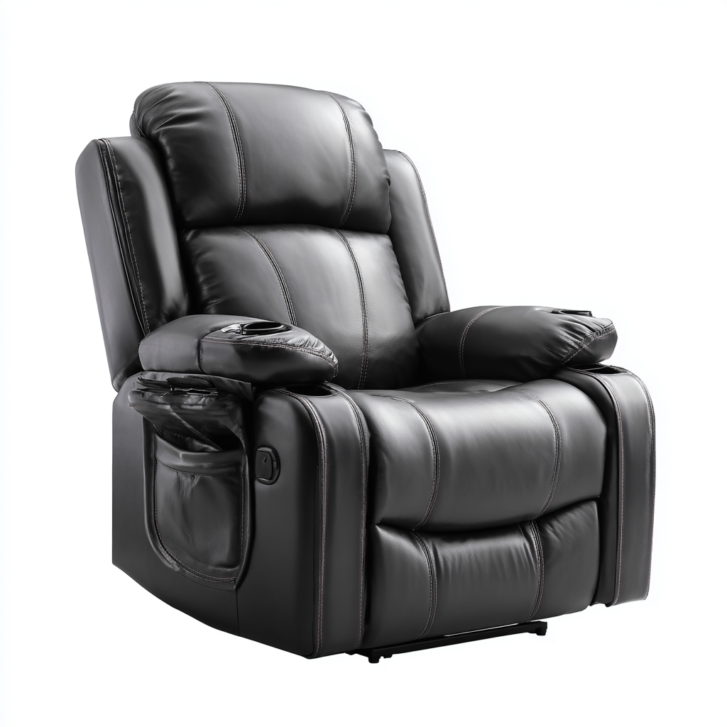 Fauteuil relax simili cuir 95x90x105 cm - noir - design contemporain-Luxeero