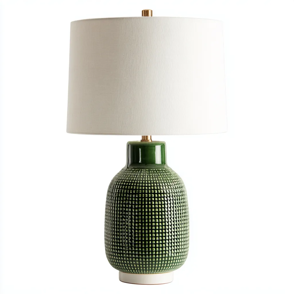 Lampe de table céramique 28x28x50 cm - vert-blanc - design moderne-Luxeero
