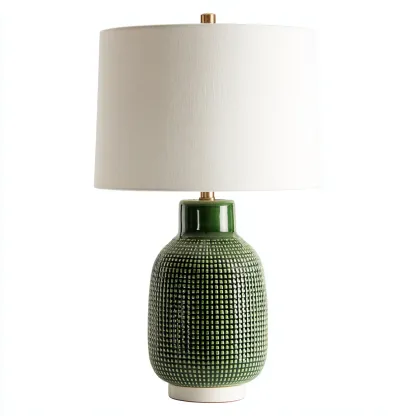 Lampe de table céramique 28x28x50 cm - vert-blanc - design moderne-Luxeero