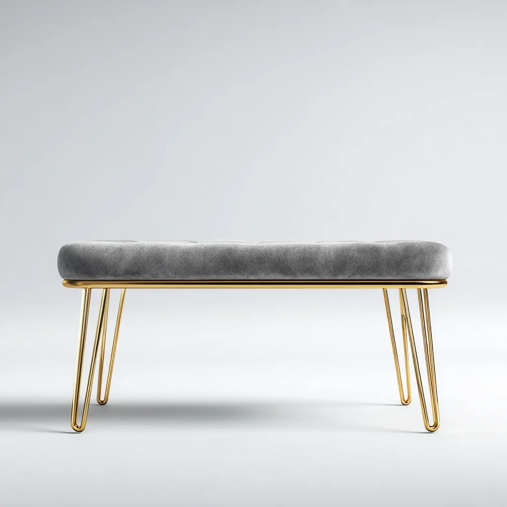 Banc de lit métal-tissu 105x38x47 cm - gris-or - design moderne-Luxeero