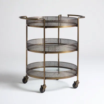 Desserte en métal et verre 55x45x90 cm - bronze-verre - style vintage-Luxeero