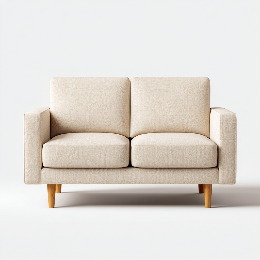 Canapé droit tissu bois 158x86x88 cm beige - design moderne - usage salon-Luxeero