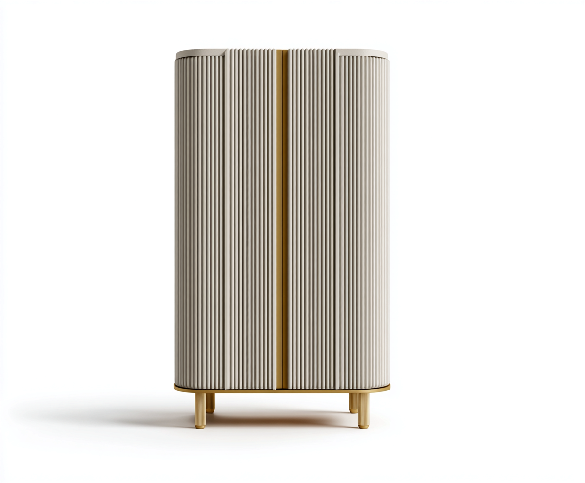 Armoire bois 80x40x120 cm - beige-or - design moderne-Luxeero