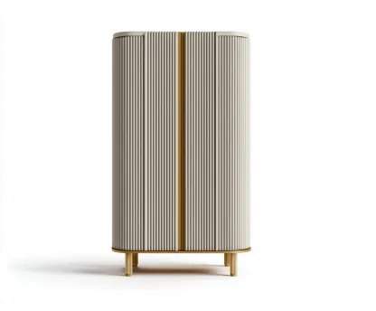 Armoire bois 80x40x120 cm - beige-or - design moderne-Luxeero