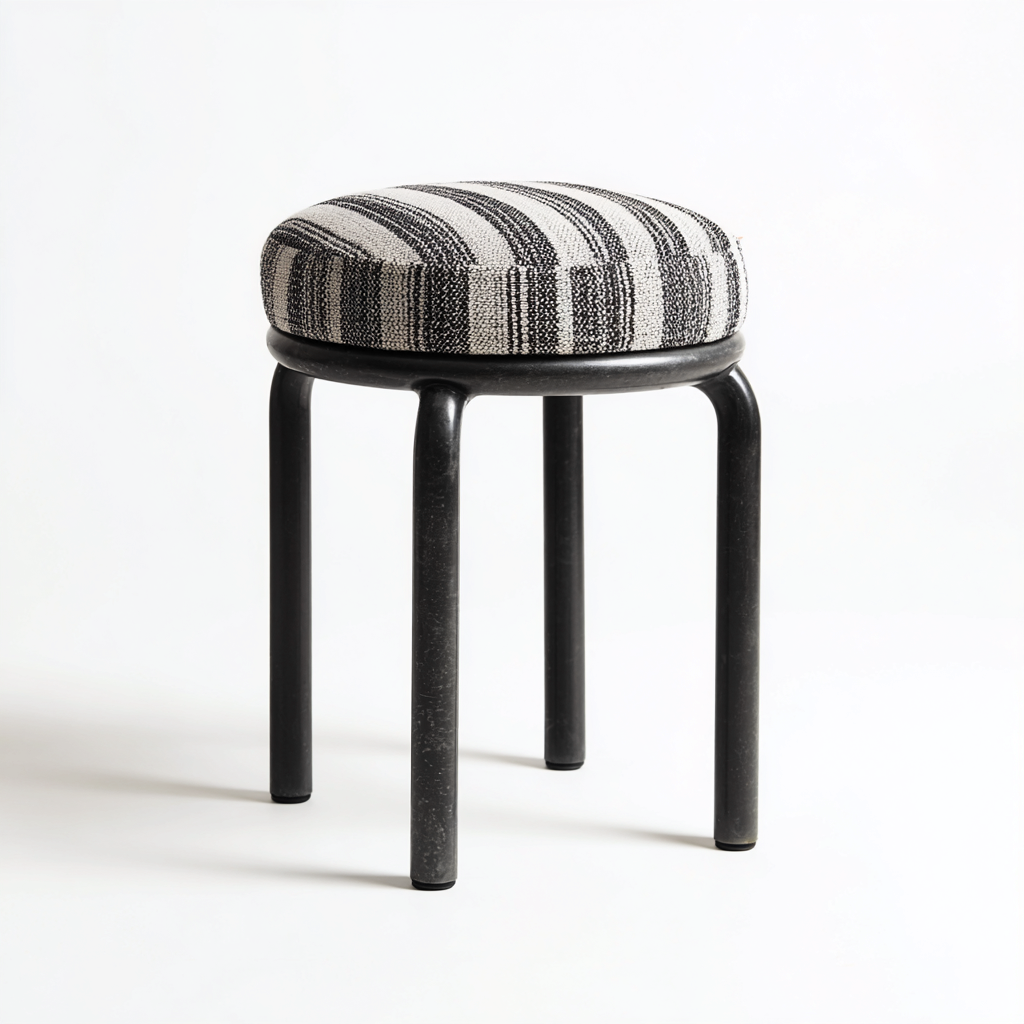 Tabouret de bar en métal et tissu 40x40x78 cm - noir-gris - style moderne-Luxeero