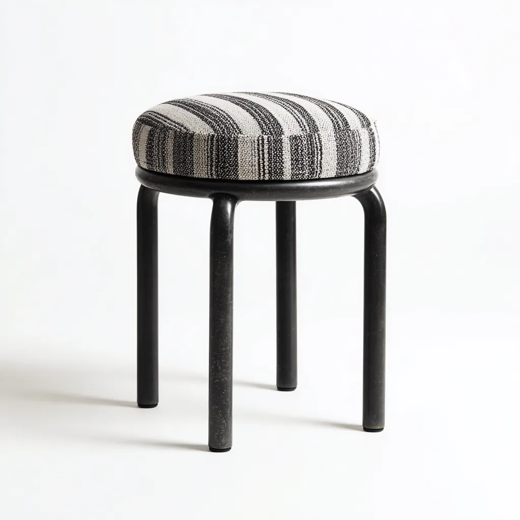 Tabouret de bar en métal et tissu 40x40x78 cm - noir-gris - style moderne-Luxeero