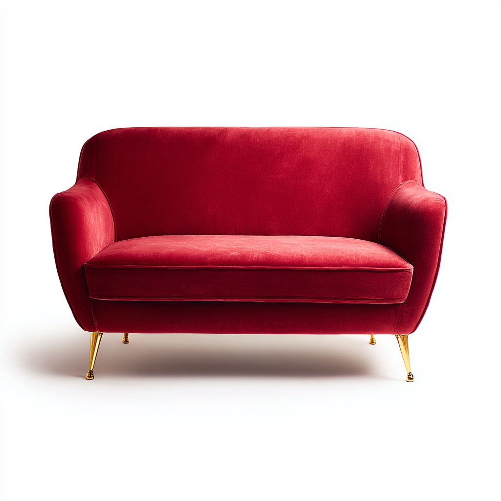 Canapé droit velours métal 160x85x85 cm rouge - design moderne - usage salon-Luxeero