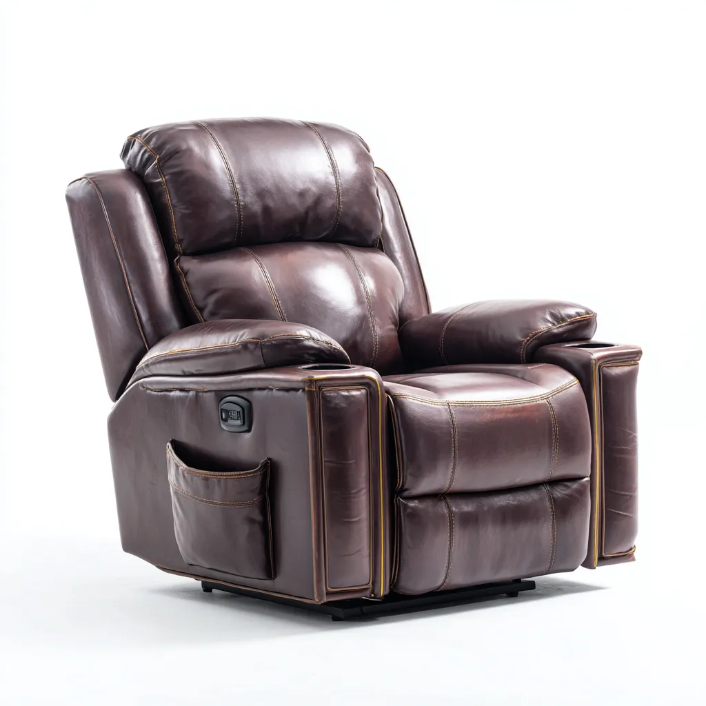 Fauteuil relax simili cuir 100x92x105 cm - brun foncé - design contemporain-Luxeero