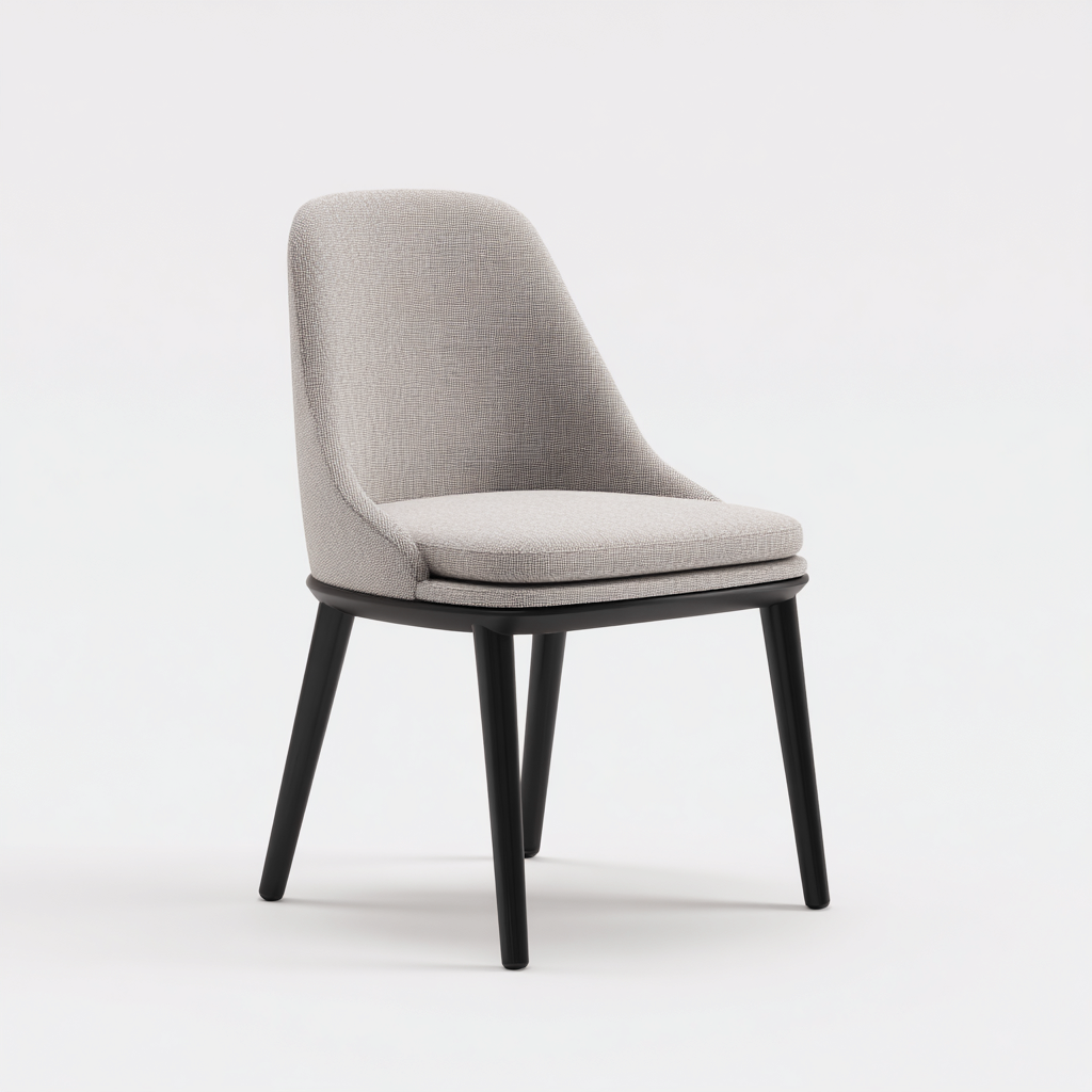 Chaise de salle à manger tissu et bois 50x54x84 cm gris-noir - design moderne-Luxeero