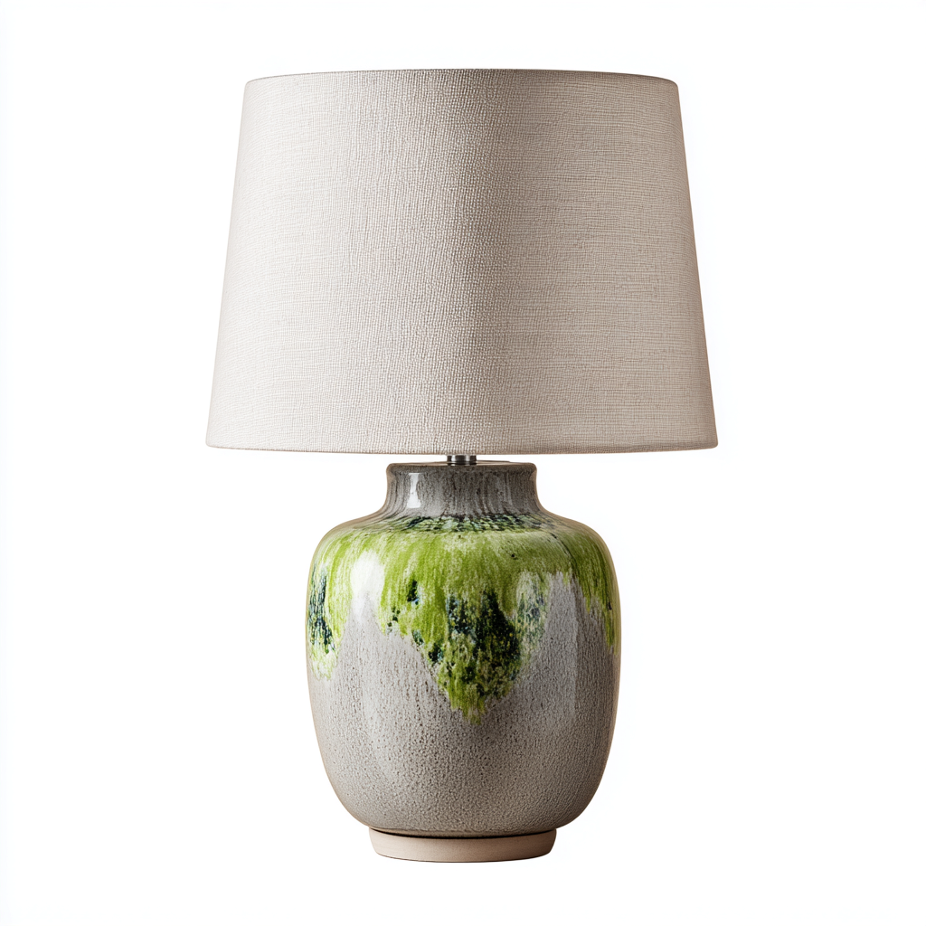 Lampe de table en céramique 28x28x48 cm - vert-gris-blanc - style moderne-Luxeero
