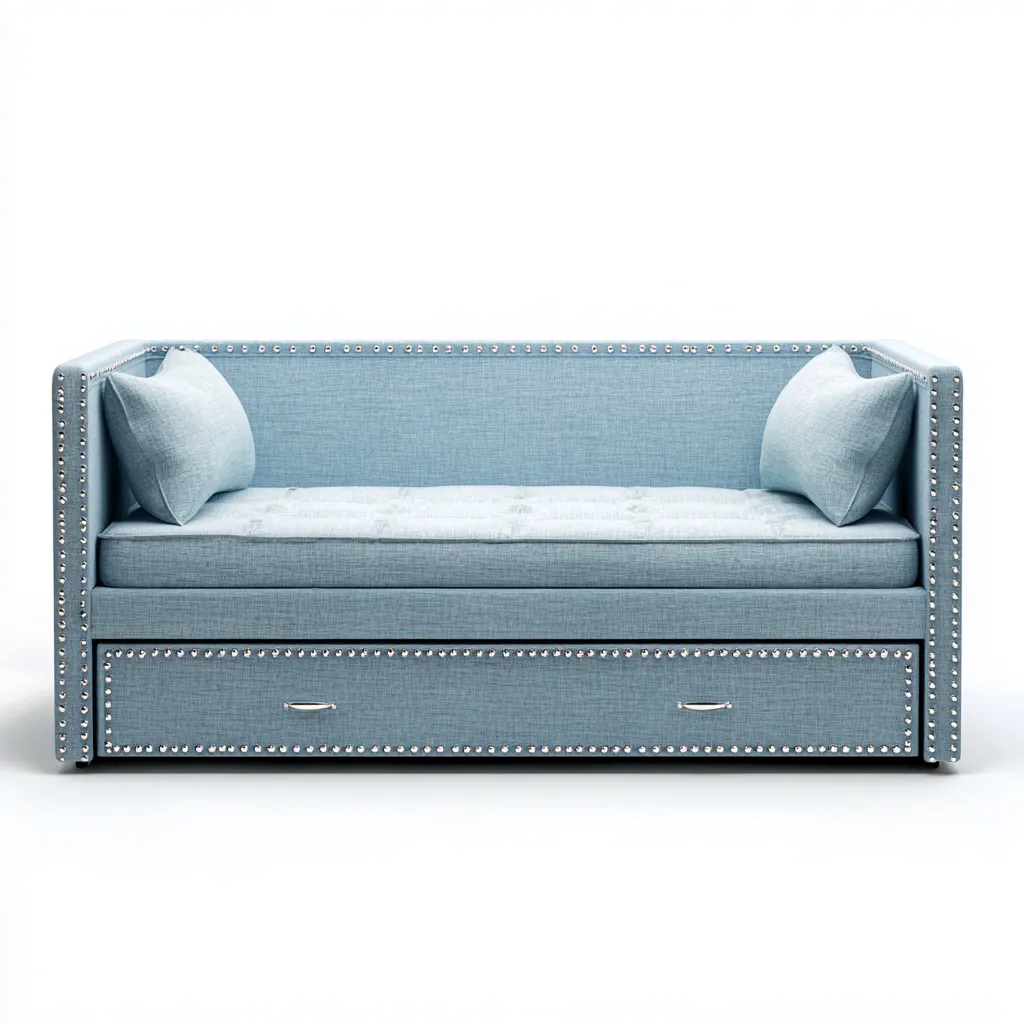 Canapé-lit tissu 195x85x85 cm - bleu clair-argenté - adapté à la chambre - design moderne-Luxeero
