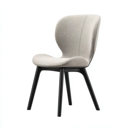 Chaise de salle à manger tissu-bois 50x57x82 cm beige-noir design moderne-Luxeero