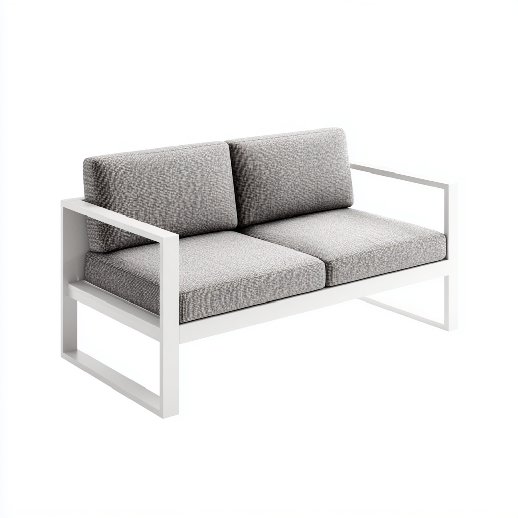 Canapé de jardin métal-tissu 140x75x70 cm - blanc-gris - design moderne-Luxeero