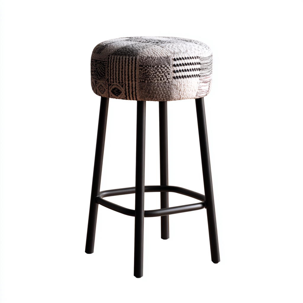 Tabouret de bar métal et tissu 44x44x98 cm - noir-beige - design contemporain-Luxeero