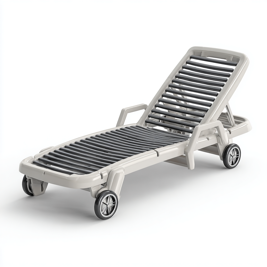 Chaise longue plastique 190x70x95 cm - blanc-gris - design extérieur mobile-Luxeero