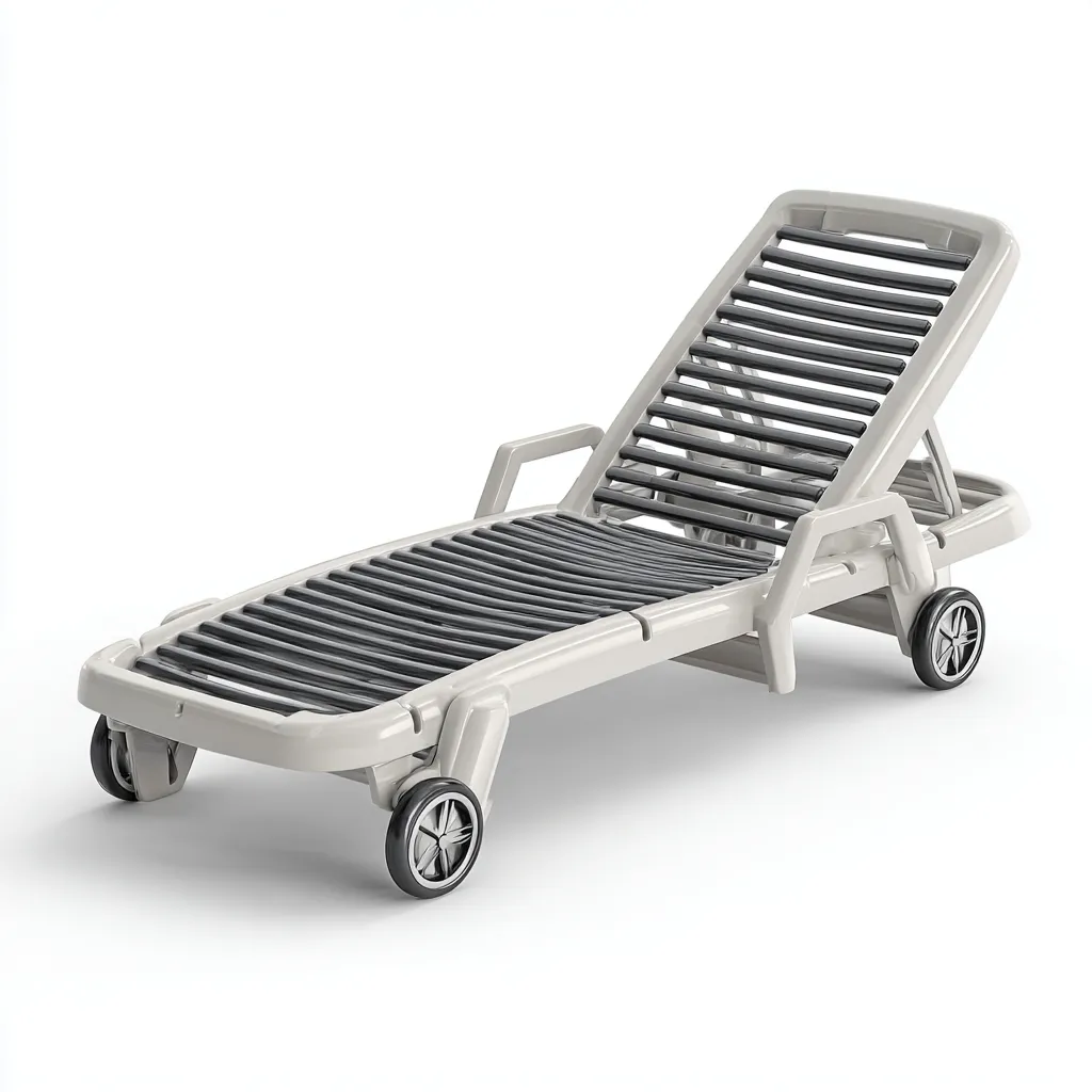 Chaise longue plastique 190x70x95 cm - blanc-gris - design extérieur mobile-Luxeero