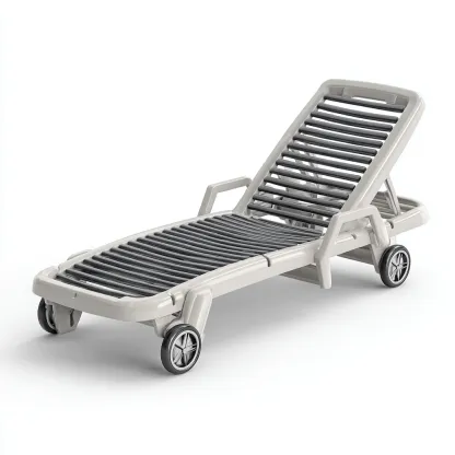 Chaise longue plastique 190x70x95 cm - blanc-gris - design extérieur mobile-Luxeero