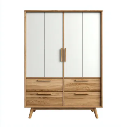 Armoire bois 110x50x180 cm - blanc-chêne clair - adaptée à la chambre - design moderne-Luxeero