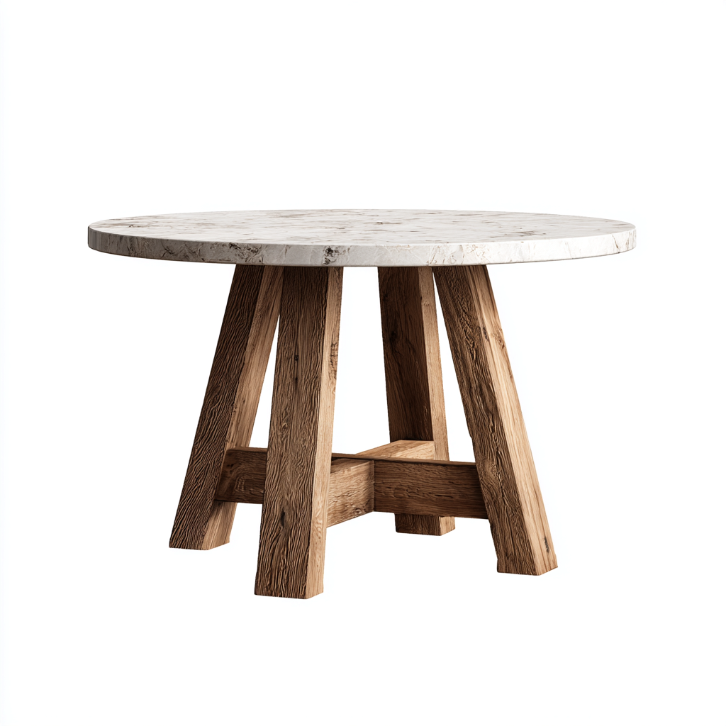Table basse bois et marbre 80x80x45 cm marron-blanc - design moderne-Luxeero