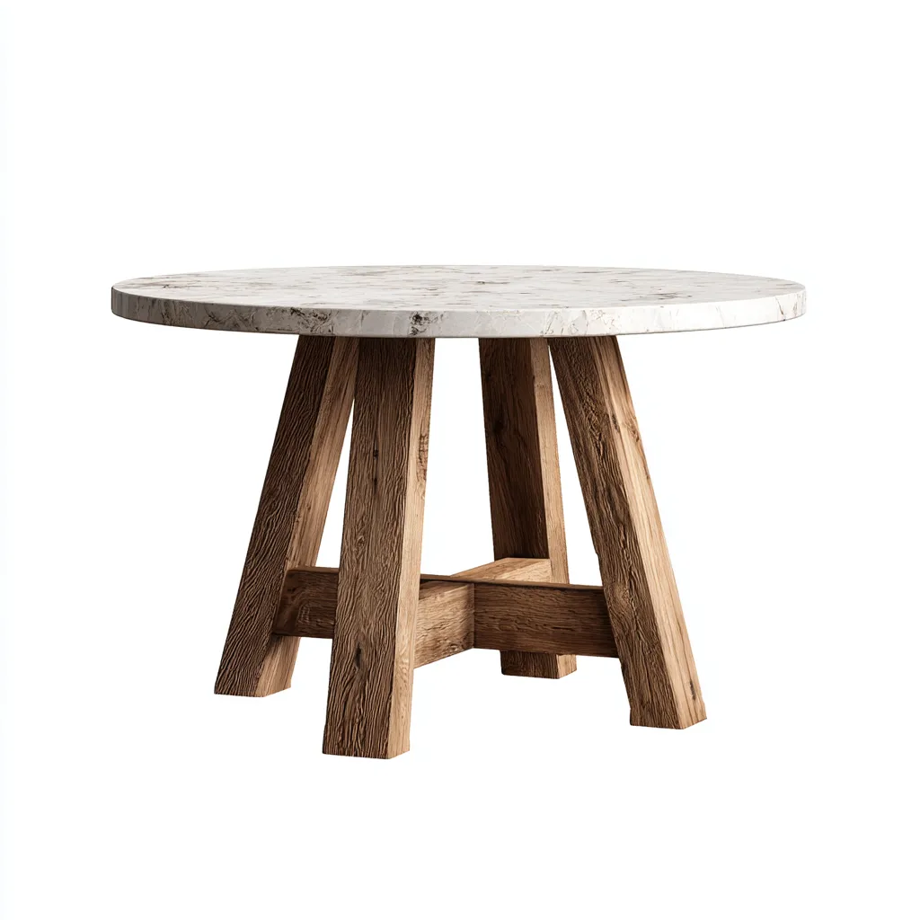 Table basse bois et marbre 80x80x45 cm marron-blanc - design moderne-Luxeero