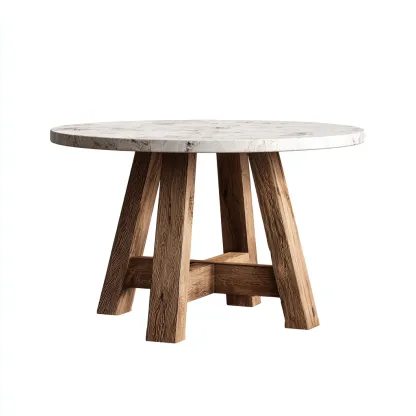 Table basse bois et marbre 80x80x45 cm marron-blanc - design moderne-Luxeero